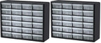 Akro-Mils 24-Drawer Plastic Drawer Storage Cabinet for Garage Organization, Bead Organizer, Building Bricks Storage, Teacher Toolbox, Makeup Organizer, 20-Inch W x 6-Inch D x 16-Inch H, 10124 Black