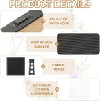 PATIKIL Felt Letter Board, 10x10Inches Black Wooden Changeable Message Board with Storage Bag Stand for Kitchen Menu Farmhouse Decor Notes, White Letter
