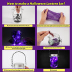 Halloween Craft Kit for Kids, 4 pcs Glass Mason Jar with Accessories for DIY Lantern Jar, Halloween Art & Craft Party Supplies for Classroom,Art and Craft Party Supplies for Kids