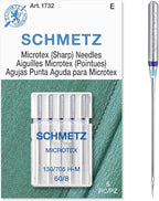 SCHMETZ Microtex Sharp Sewing Machine Needles - Quilting & Topstitching Supplies, Size 60/8, 5-Needle Card, Pack of 10