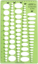 Pacific Arc Even Ellipse Master Template Guide, 79 Ellipses in 5 projections of 20, 30, 40, 50, and 60 Degrees