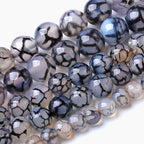 8MM Black Dragon Vein Agate Stone Beads Natural Gemstone Round Loose Beads for Jewelry and Bracelets Making 90pcs 2 Strands 32"