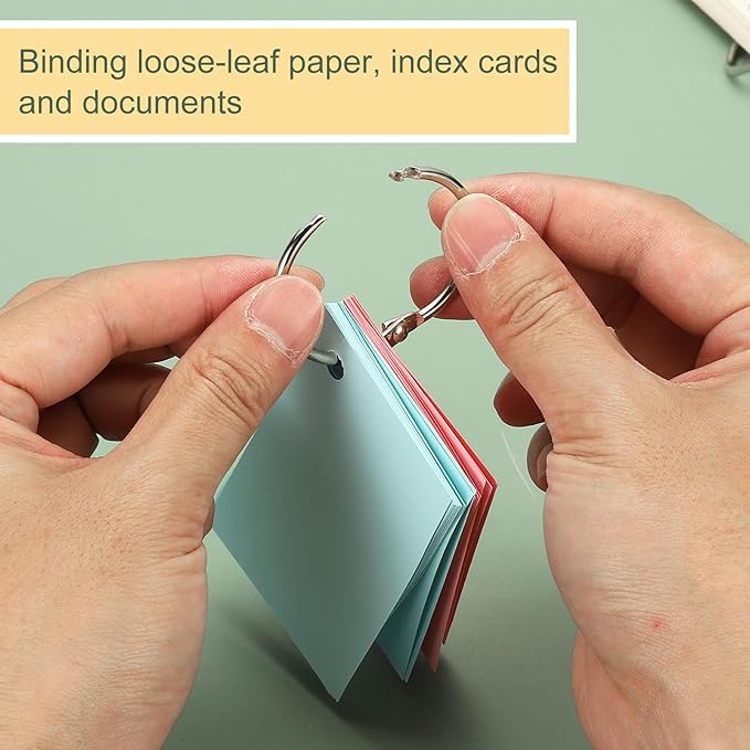 PATIKIL 1.8" x 2" Loose Leaf Binder Rings, 30 Pcs Metal Book Rings Nickel Keychain Ring for Paper Index Cards Flash Card Notebook Rings Office Home Book Binder, Silver Tone