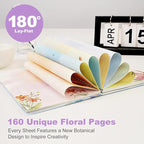 SIIXU Floral Spiral Notebook - A5 College Ruled Journal with 160 Colorful Pages for Poetry, Work Notes & Daily Writing, Blue, Hardcover