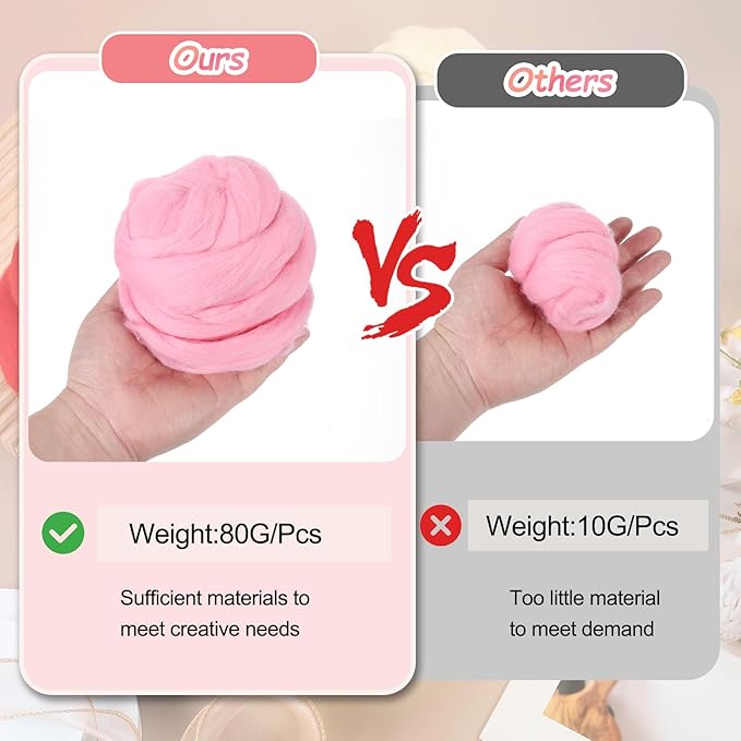 PATIKIL Wool Roving Yarn, 80G/2.82OZ Soft Felting Wool Pure Chunky Roving Yarn Bulk for Needle Felting Knitting Blanket Spinning Weaving DIY Craft, Bright Khaki