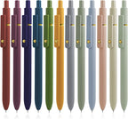 Gel Pens, 12 Pcs Black Ink Pens for Women, 0.5mm Fine Point Smooth Writing Pens, High-End Series Retractable Pens for Journaling Note Taking (12 Pcs Gold Morandi and Vintage)