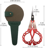 Little Sewing Scissors with Cover Sharp Detail Scissor for Craft Embroidery Needlework Threading Snips, Small Cross Stitch Shears Golden Red