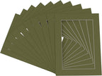 Pack of 25 Acid Free 8x10 Mats Bevel Cut for 5x8 Photos - Dill Green Precut Matboards With Backing Boards and Clear Photo Mat Bags For Pictures, Photos, Framing - 4-ply Thickness