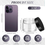 SATINIOR 36 Pieces 1 oz Plastic Jars with Lids Wide Mouth Airtight Reusable Container Acrylic Cosmetic Small Jars for Lotions Ointments Travel Toiletries Creams Make up Storage(Black)