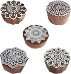 Royal Kraft Mandala Wooden Printing Stamps (Set of 5) - DIY Henna Fabric Textile Paper Clay Pottery Blocks Htag2231
