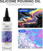 Nicpro 8 Colors Iridescent Metallic Acrylic Pour Paint Supplies Kit, 8.45oz Large Ready to Pour Premixed High Flow Pouring Paint Set with Silicone Pouring Oil, Gloves, Instructions for Beginner DIY