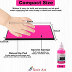 5"x4'' Large Ink Pad Washable Stamp Ink Pad for Baby Footprint Handprint with 30ml Premium Refill Ink (Pink)