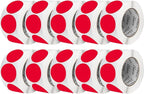 Perco Red 3-Inch Perforated Circle Dot Sticker Labels — 10 Rolls, 5,000 Round Stickers — with Permanent Adhesive for Moving Boxes, Sale Signage, Displays, Status Messaging—Made in USA