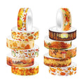 12 Rolls Autumn Washi Tape Set, Fall Maple Leaves Pumpkin Sunflower Thanksgiving Decorative Tape for Bullet Journal, Planner, DIY Arts Crafts, Scrapbooking, Gift Wrapping 16.4FT