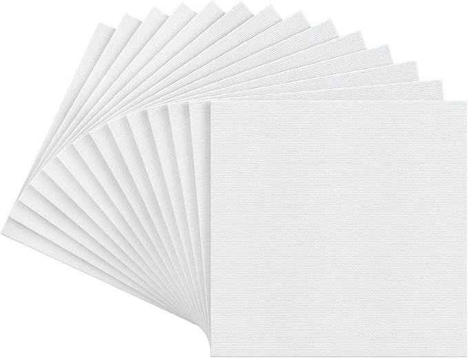 ARTEZA Canvases for Painting, Pack of 14, 10 x 10 Inches, Square Blank Art Canvas Boards, 100% Cotton, 12.3 oz Gesso-Primed, Art Supplies for Adults and Teens, Acrylic Pouring and Oil Painting