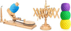 Wooden Yarn Ball Winder & Table Top Swift Set, Hand Operated Beechwood Combo Winder, Large Capacity 8 to 10 oz Yarn Fiber Winder, Wool String Swift Winder (Beechwood Winder & Swift)