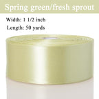 1 1/2 Inch Spring Green/Fresh Sprout Solid Satin Ribbon, 50 Yards Craft Fabric Ribbon for Gift Wrapping Floral Bouquets Wedding Party Decoration