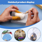 Needle Felting Mat, Needle Felting Tools, 4.6x3.3x1 inch Natural Felting Wool Mat, Felting Pad, Needle Felting Supplies, with Finger Cots and 40 Straight Pins, Felt Pad for Making Felting Crafts