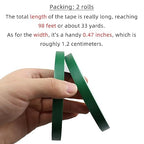 2 PCS Green Floral Tape, 0.5" Flower Stem Wrap Tapes, Waterproof Florist Tape - Multipurpose Adhesive Florist Tapes for Binding Fresh, Flower Bouquets and Floral Craft (98Ft/33Yd/Roll)