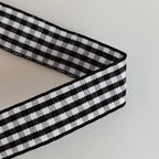 Black and White Wovon Edge Gingham Ribbon 25 Yard Each Roll 100% Polyester (5/8", Black)