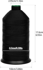 Extra Strong Bonded Nylon Thread #138 Tex135 – 16 OZ, 3000yds, Versatile Stitching Solution for Leather, Upholstery, Canvas Repair and More (Black)