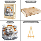 Wooden Puzzles Adults, 3D Paper Tiger Wooden Puzzles 300 Pieces, Unique Animal Shaped Wood Challenging Jigsaw Puzzles Gifts for Adults, 13.4x13.4in