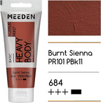 MEEDEN Acrylic Paint Burnt Sienna: Bundled with Titanium White Color - 100ml/3.38oz x 2 Bulk Heavy Body Acrylic Paint Tubes for Outdoor Home Plein Air Travel
