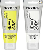 MEEDEN Acrylic Paint Lemon Yellow Hue: 100ml/3.38oz Heavy Body Acrylic Paint Tube Bundled with Additional Titanium White Color for Art Craft Painting