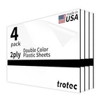 Trotec TroLase | 12"x20"x1/16", 4 Pcs | Gloss White/Black | 2 Ply | Modified Acrylic | Laser Engraving Double Color Plastic Sheet | Engraving Blanks for Laser, Saw, Guillotine | Made in USA
