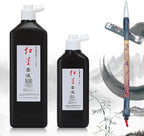 MEGREZ Chinese Calligraphy Brush Ink, Redstar Black Liquid Ink Sumi Ink for Writing & Drawing Practicing Japanese Calligraphy, Traditional Chinese Calligraphy Brush Ink, 6.35 OZ(180 ml)/Bottle