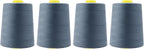 Mandala Crafts 4 Pack of Serger Threads Cones Spools - 20S/2 24000 Yards Polyester Slate Gray Threads for Sergers Machine and Overlock Quilting Sewing Machine
