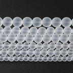 45pcs 8mm Frost White Crystal Glass Beads for Jewelry Making Round Loose Beads DIY Bracelets Necklaces Crystal Energy Healing Stone Beads 15"(8mm, Frost White Glass)