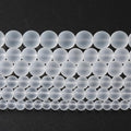 32pcs 12mm Frost White Crystal Glass Beads for Jewelry Making Round Loose Beads DIY Bracelets Necklaces Crystal Energy Healing Stone Beads 15" (12mm, Frost White Glass)