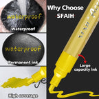 SFAIH Gold & Silver Acrylic Paint Markers - 8 Pack 2-3MM Medium Tip & 0.7MM Extra Fine Paint Pens for Rock Painting, Wood, Metal, Fabric, Plastic, Canvas, Glass, Ceramic, Diy Crafts