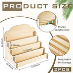 Barydat 2 Pcs 4 Tier Greeting Card Display Stand Wooden Sticker Display Stand Portable Card Display Rack for Vendors Retail Counter Table Display Trade Shows Showcase (Wood Color,15.8 Inch)