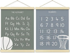 BONETAT Numbers alphabet poster for Nursery Toddlers,Correct Letter Formation on Line Paper, Play Room Wall Decor,ABC Wall Chart,Preschool Homeschool Decor Kids Wall Decor,Wooden Alphabet Banner-A10