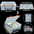 DUOFIRE Two Layers Compartment Organizer Box Plastic Organizer Box Plastic Jewelry Boxs Craft Storage Containers Storage Boxs for Accessories, Cosmetic, Toy, Jewelry Beads, Tapes (5+1 Grid)