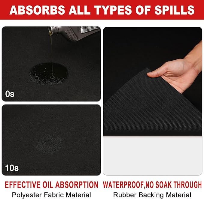 Heavy-Duty Garage Floor Mat 17' x 7'4" - Waterproof Garage Flooring for Cars & SUVs, Durable Garage Mats for Floor, Oil Spill Resistant Garage Mat, Easy-to-Clean Garage Rug for Floor, Oil Change Mat