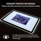 A2 Light Pad Super Thin 7mm Portable Stepless Dimmable Brightness Large Light Box Copy Board for Diamond Painting Weeding Vinyl with 2 Multi-Functional Clips 12V 2A Adapter (23.7''x15.8'')
