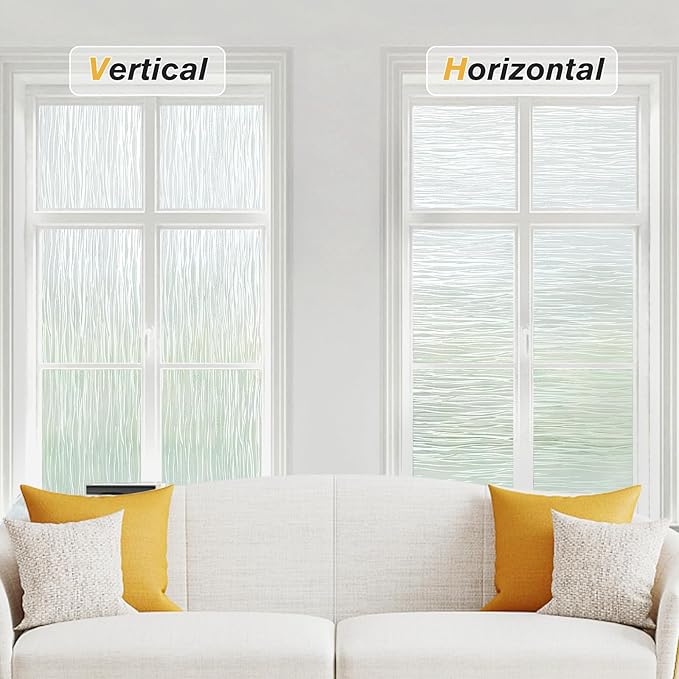 Haton Window Privacy Film, Frosted Glass Privacy Window Clings, Sun Blocking Frosting Opaque Coverings, Static Cling Removable Decorative Stickers for Home Door, Non-Adhesive 17.5" x 157.4"