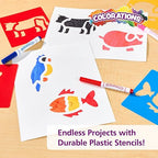 Washable Plastic Animal Stencils - Set of 6
