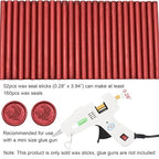 52pcs Wine Red Wax Sealing Sticks, Andotopee Glue Gun Adhesive Seal Sticks for Stamp Seals, Premium Sealing Wax for Envelope Seals Wedding Invitation Craft Adhesive, Great Gift Ideas (Mini Size)
