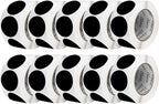 Perco Black 3-Inch Perforated Circle Dot Sticker Labels — 10 Rolls, 5,000 Round Stickers — with Permanent Adhesive for Moving Boxes, Sale Signage, Displays, Status Messaging—Made in USA