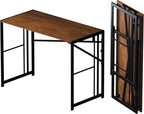 Folding Computer Desk 40 inch Writing Gaming Computer Camping Desk, No Assembly Required Home Office Table, Mahogany