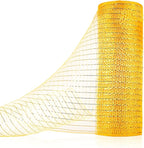Anivia Deco Mesh Ribbon, 10inch x 30 Feet Each Roll Metallic Foil Mesh Ribbon for Wreaths Swags, Holloween, and Christmas Tree Decoration (Gold/Gold Foil)