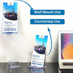 Acrylic Brochure Holder 4x9 Inch, Clear Pamphlet Holder Display Stand for Trifold 4 Inch Flyers, Booklets, Table Signs, Plastic Rack Card Holder for Office, Home, Store, 6 Pack