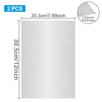 316L Stainless Steel Sheet 8x12x0.031 (23 Ga) 2 Pack, Brushed Metal Plates for Home DIY, Jewelry Making, Model Building - Rust Resistant, Cut-to-Size Ready