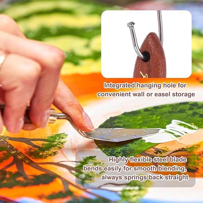 MECCANIXITY Pack of 1 Palette Knife No.16, 9.4" Long Palette Knives with Stainless Steel Flexible Spatula Pallet Knife and Wood Handle for Scraping, Mixing, Oil Acrylic Painting Canvas