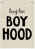 Boys Room Decor,Boys Room Wall Decor Hanging Flag Decor for Toddler Nursery,Playroom,Bedroom,Long Live Boyhood Canvas Banner 18x25 Inch
