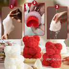 2PCS Rose Bear Silicone Mold,3D Teddy Bear Candle Making Molds,Silicone Epoxy Resin Mould,Ornament for DIY Wax Candle Art Craft Cake Chocolate Home Decor Valentine Gifts Birthday Gift（MINI）